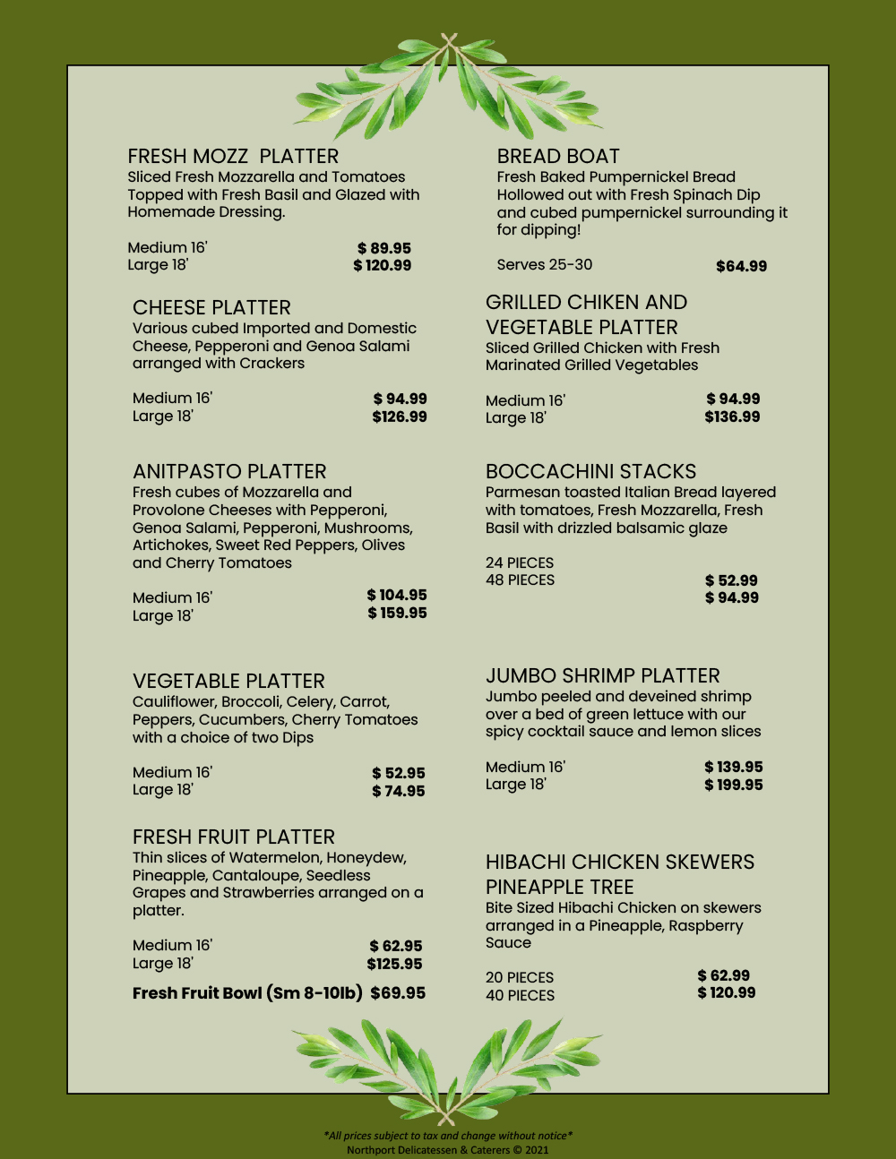 Northport Deli menu ↗” Catering The Big Party Hero Part 2